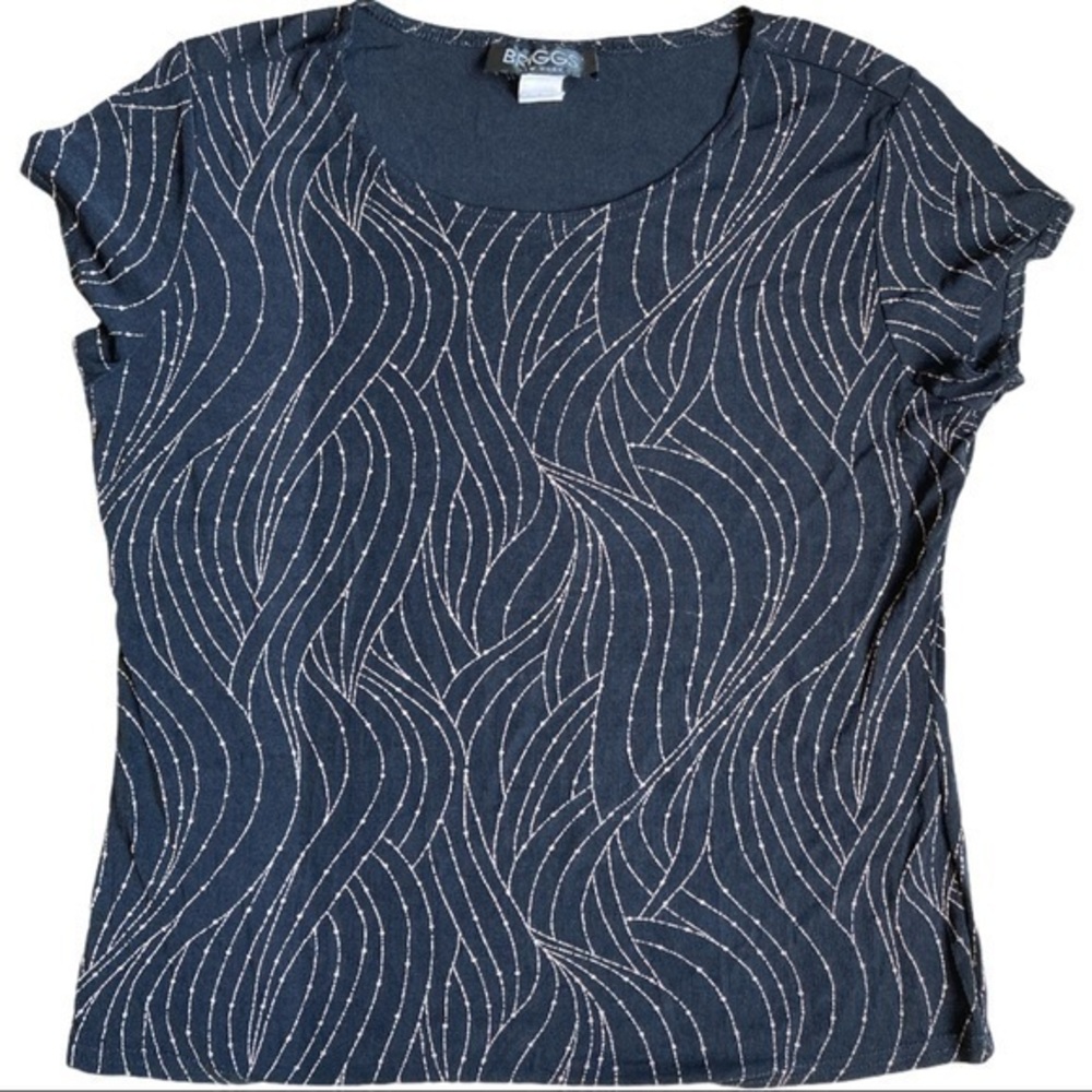 Briggs size large short sleeve blouse black brown